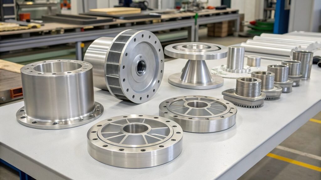 A comparative graphic showing 7075 alloy being subjected to extreme forces, with data callouts highlighting its high tensile and yield strength values, and icons for fatigue resistance.